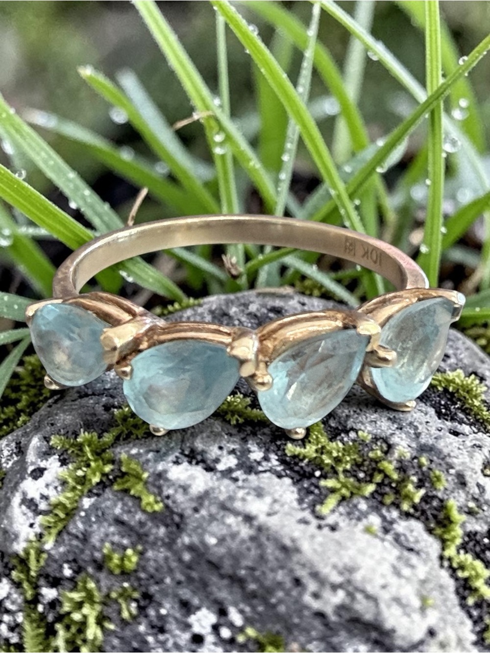 10k GoldTopaz Teardrop Four-Stone Ring